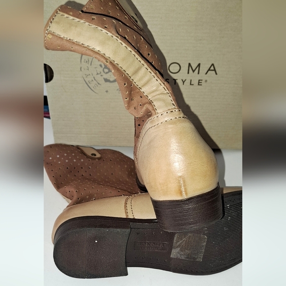 Sz 9.5 Sonoma Brown/Tan Mid-Calf Western Boots - Picture 7 of 9